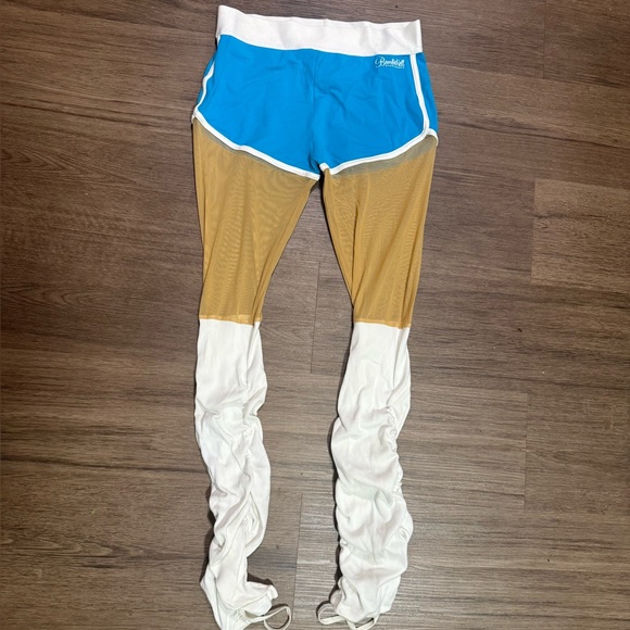 Bombshell 🔥 RARE OG leggings mesh leg warmers thigh high sock gym active blue - Picture 4 of 5